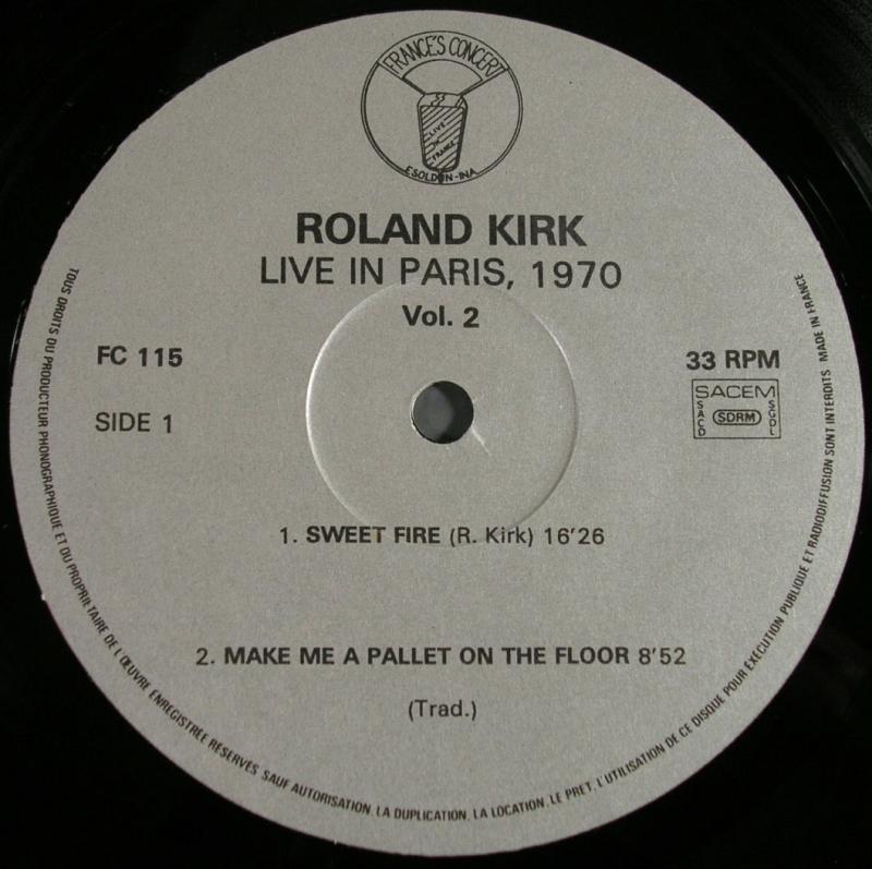 ROLAND KIRK LIVE IN PARIS /ローランドカーク レコード-