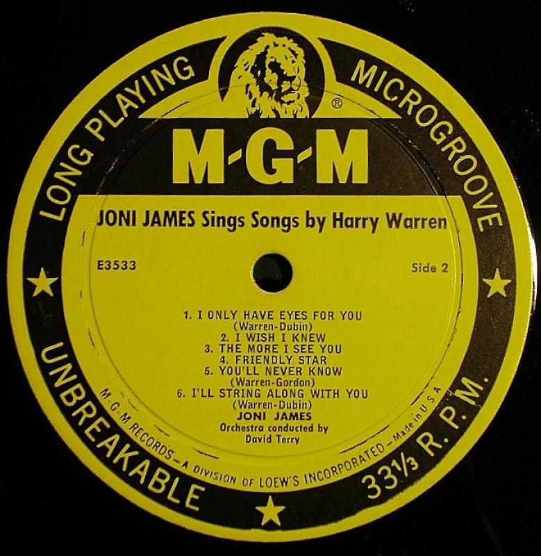 Joni James /Sings Songs By Jerome Kern And Songs By Harry Warren  レコード通販・買取のサウンドファインダー