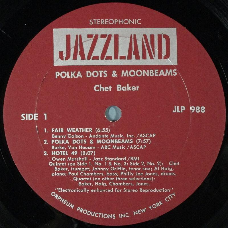 Chet Baker /Polka Dots And Moonbeams レコード通販・買取のサウンド