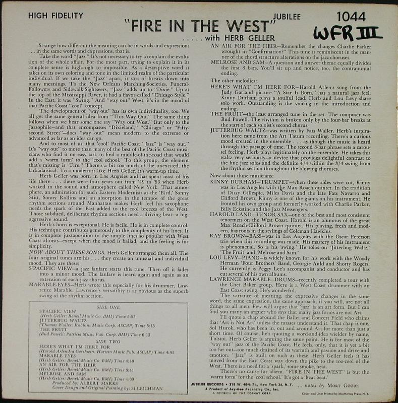 Herb Geller /Fire In The West レコード通販・買取のサウンドファインダー