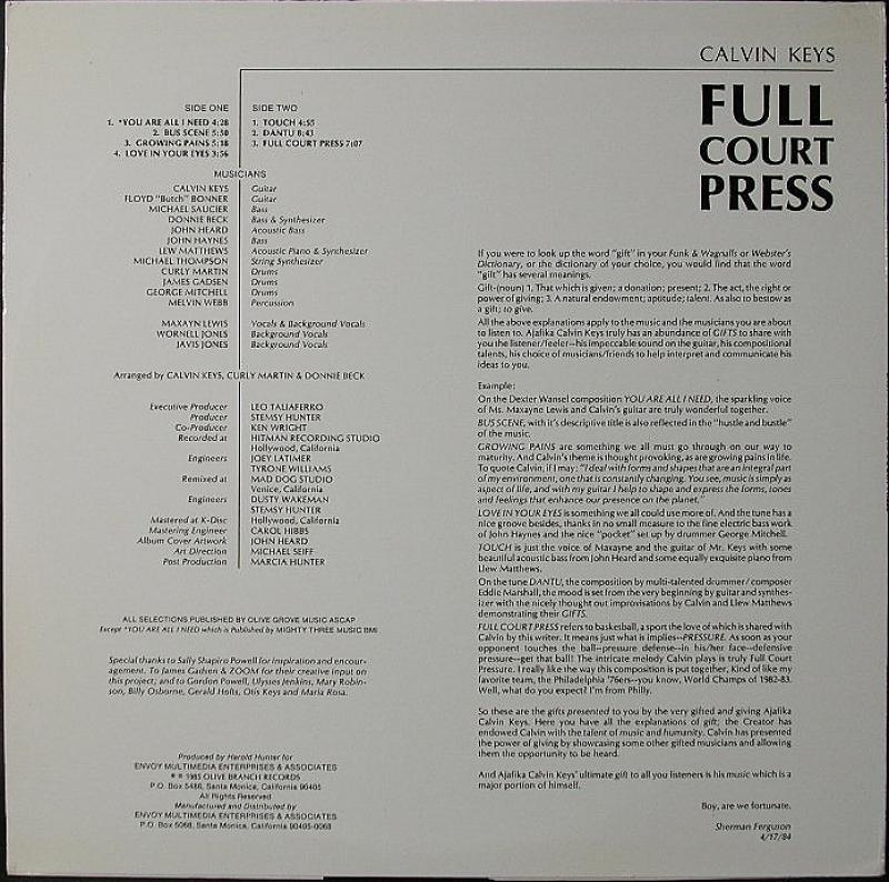 Calvin Keys - Full Court Press(LP) – CELLAR RECORDS